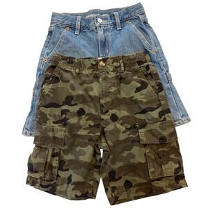 Lot of 2 Old Navy Boys Shorts Size 8 Denim Carpenter Camo Cargo Adjustable Waist